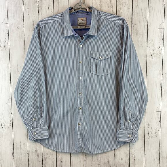 Tommy Bahama Other - Tommy Bahama Blue Cotton Striped Long Sleeve Button-Down Shirt Plus Size XXL
